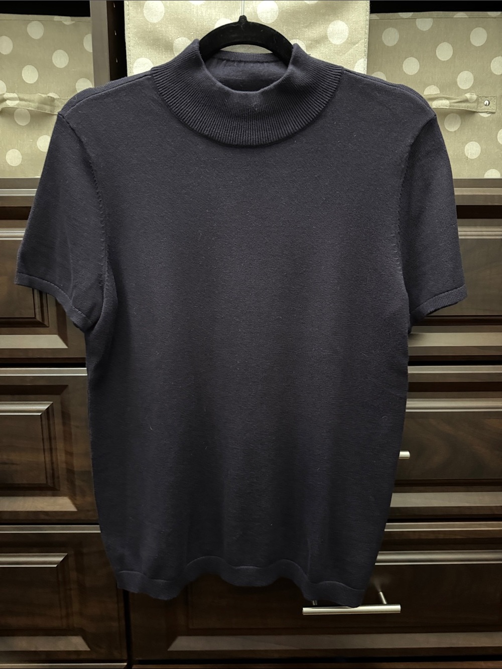 Lands end Short Sleeve Mock Neck Knit Top - Navy NWOT, never worn
